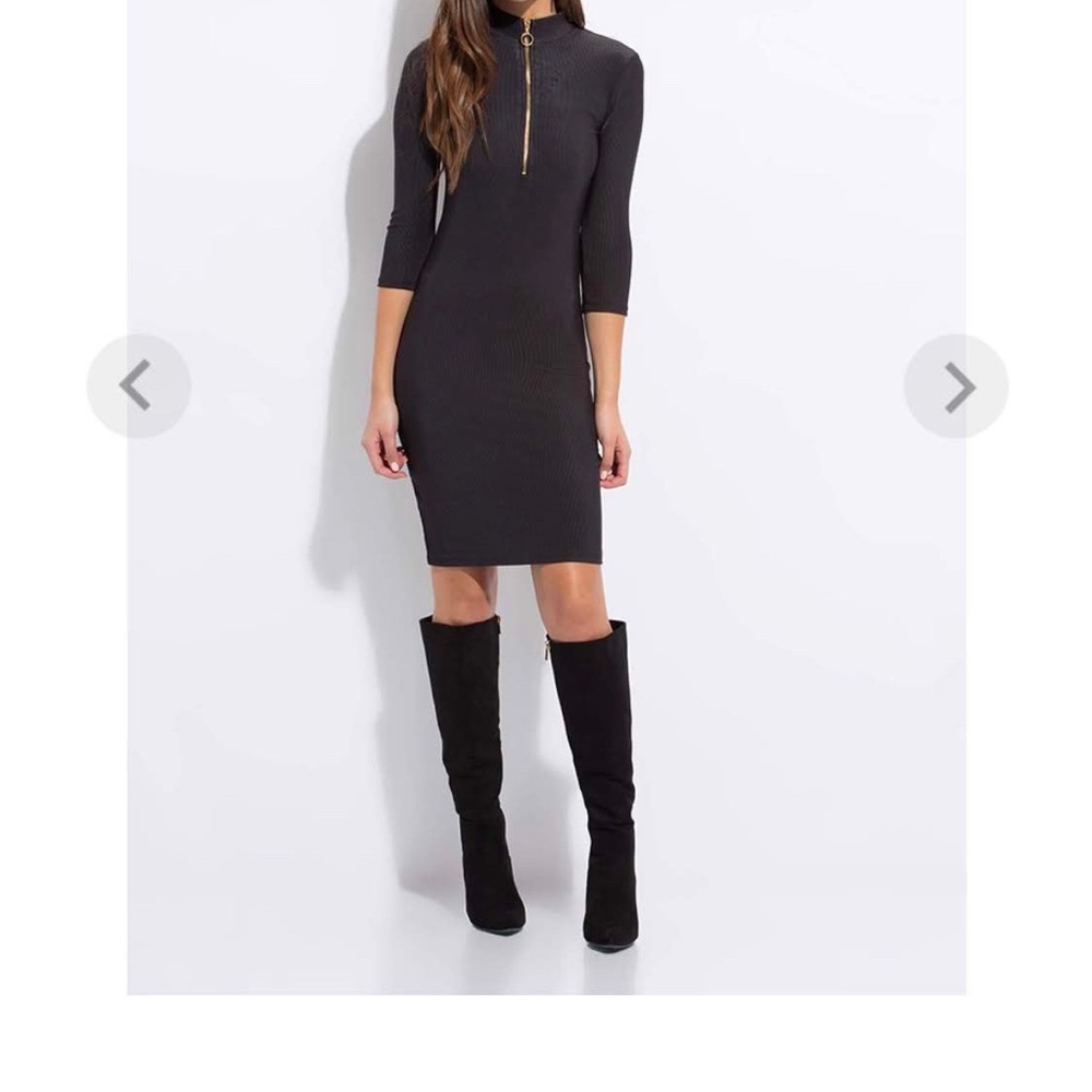 Zip Up Midi Dress